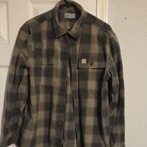 Carhartt M's LG Original Fit Flannel Olive and Green Checkered Shirt